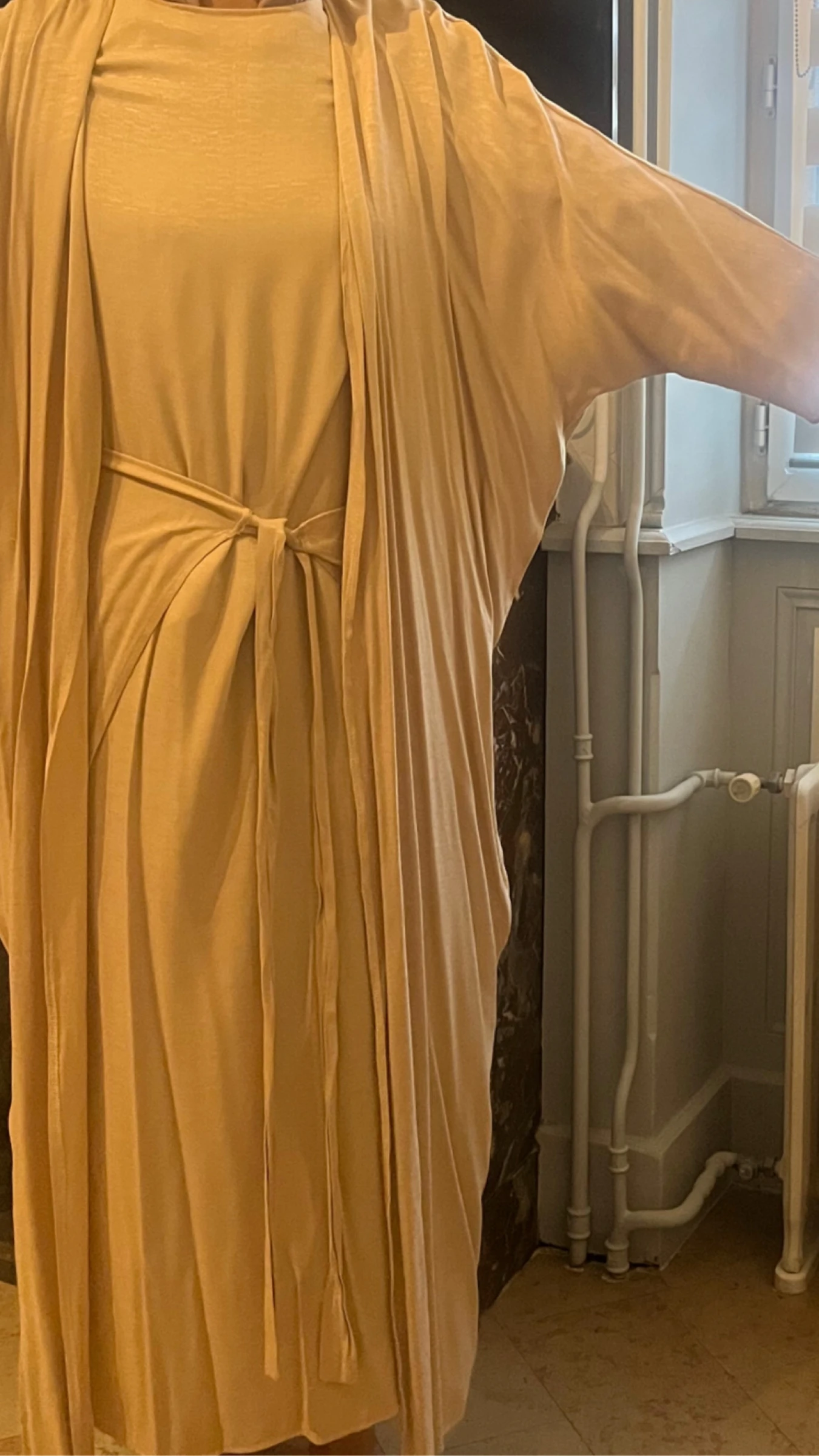 Vestido abaya 3 peças efeito linho – photo 2